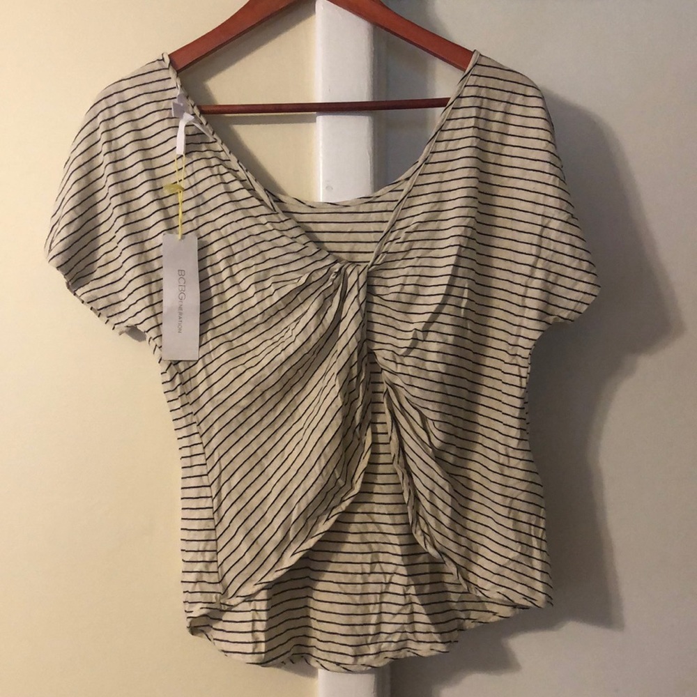 BCBG generation striped twist top shirt